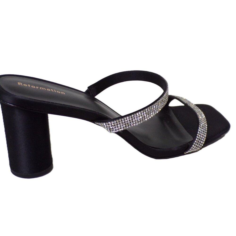 🆕 REFORMATION Maison Rhinestone Heeled Sandals Shoes Black 8.5 - Picture 10 of 13